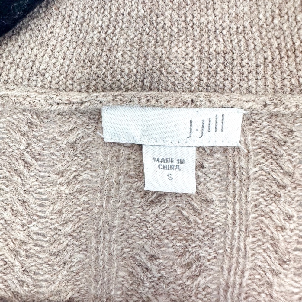 J. Jill Beige Cable Knit Long Open Wool Blend Cardigan Sweater - Picture 3 of 6